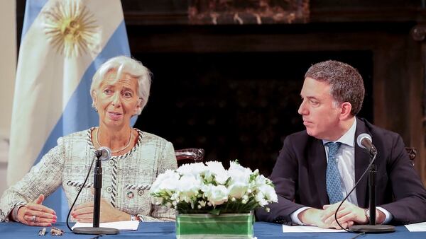 La titular del FMI Christine Lagarde y el ministro de Hacienda, Nicolás Dujovne