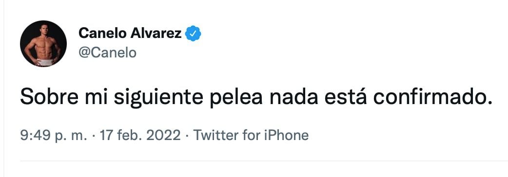Canelo Álvarez negó los rumores de su próxima pelea: “Nada está confirmado”  (Foto: Twitter/@Canelo)
