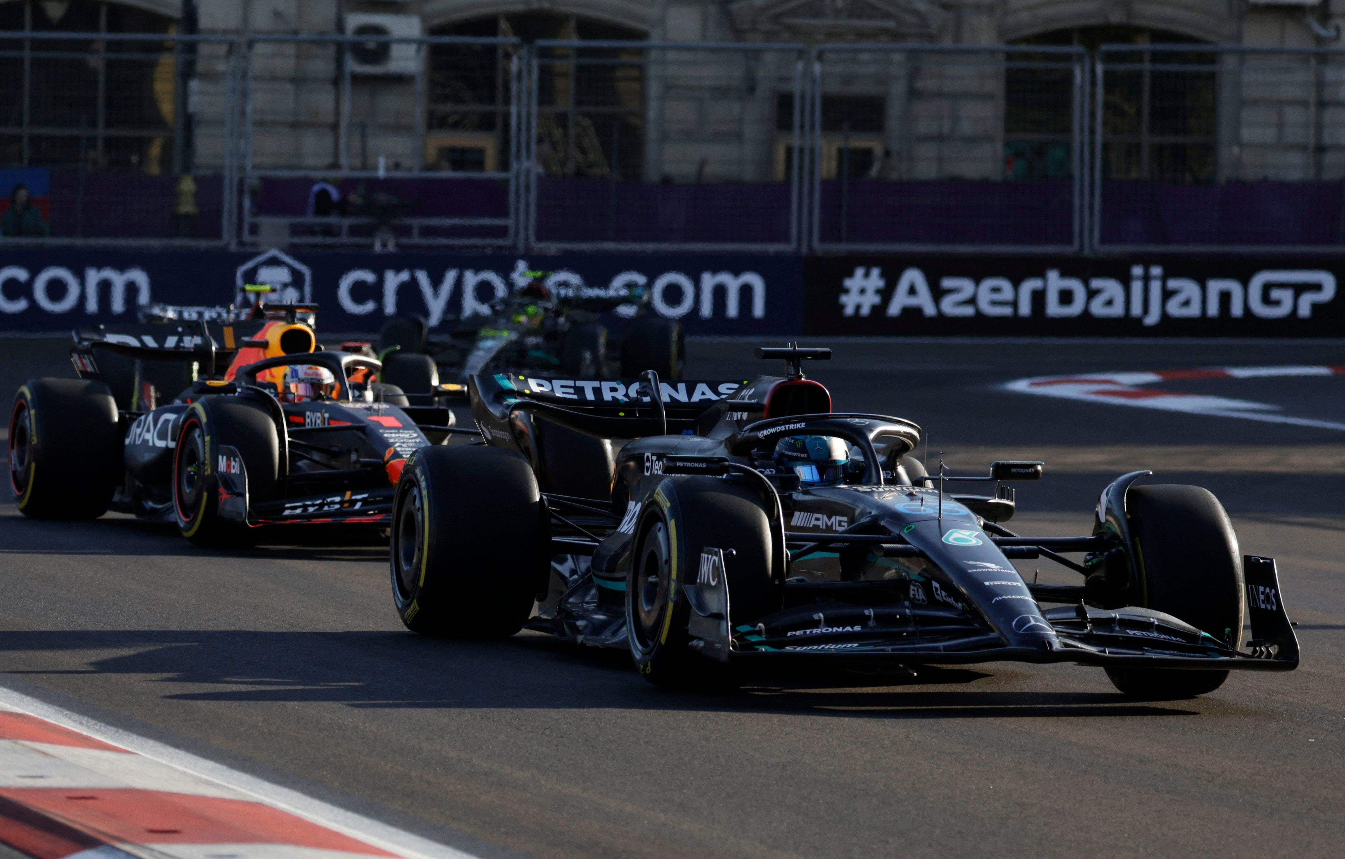 Formula One F1 - Azerbaijan Grand Prix - Baku City Circuit, Baku, Azerbaijan - April 29, 2023 Mercedes' George Russell during the sprint REUTERS/Leonhard Foeger