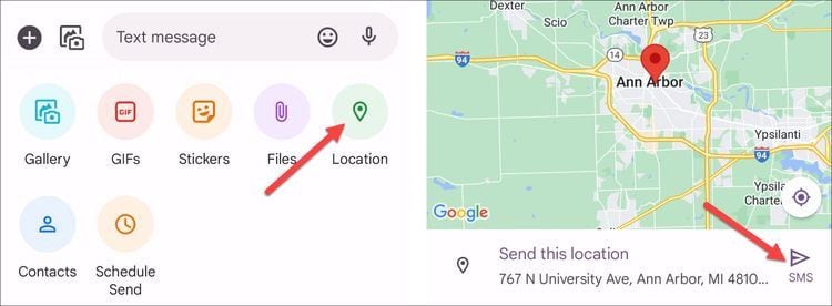 Enviar ubicaciones con mensajes de texto con Google Messages. (How to Geek)