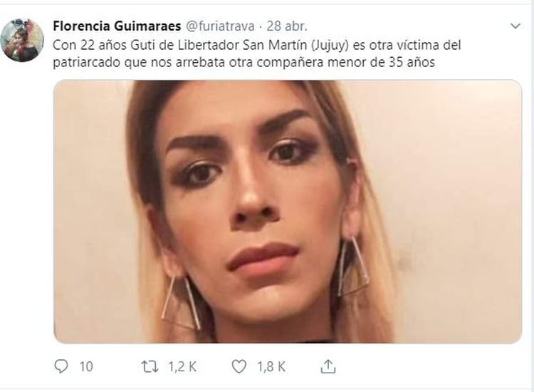 Florencia Guimaraes en Twitter: la escritora alertó sobre 30 muertes de chicas trans en lo que va de 2019
