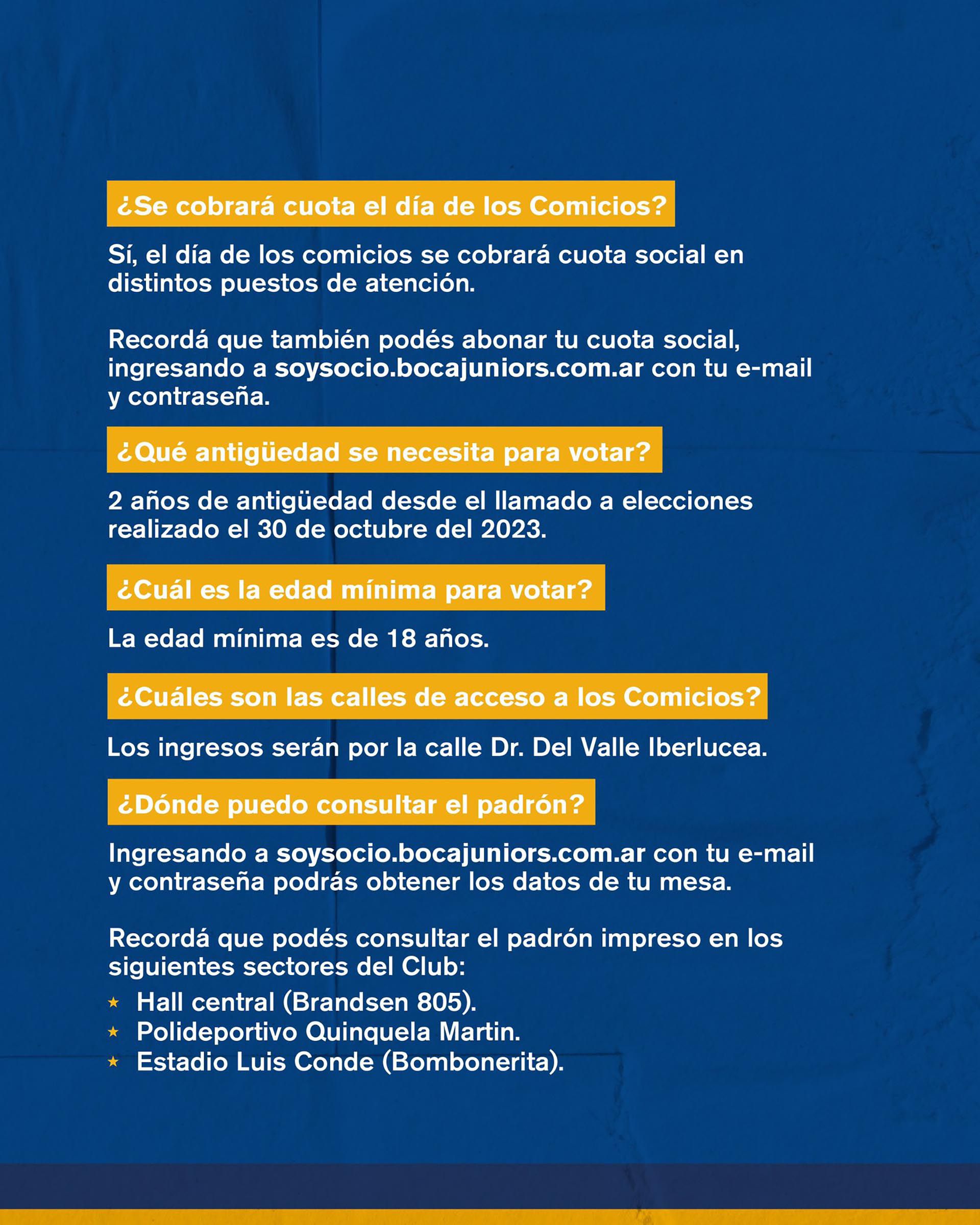 Datos para las elecciones en Boca Juniors