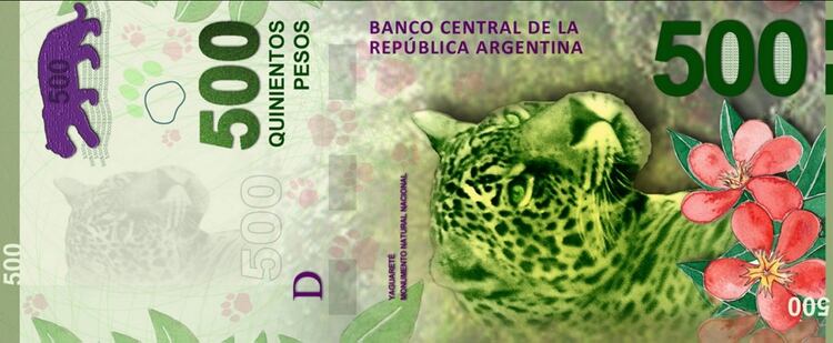 El billete de $500 tiene impreso un Yaguareté, en referencia a la Región Noreste del país
