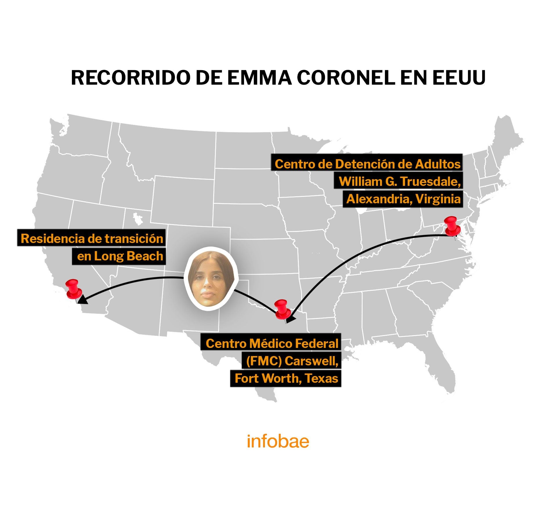 Emma Coronel permaneció en dos centros de reclusión en EEUU y en una casa de transición (Foto: Infobae México)