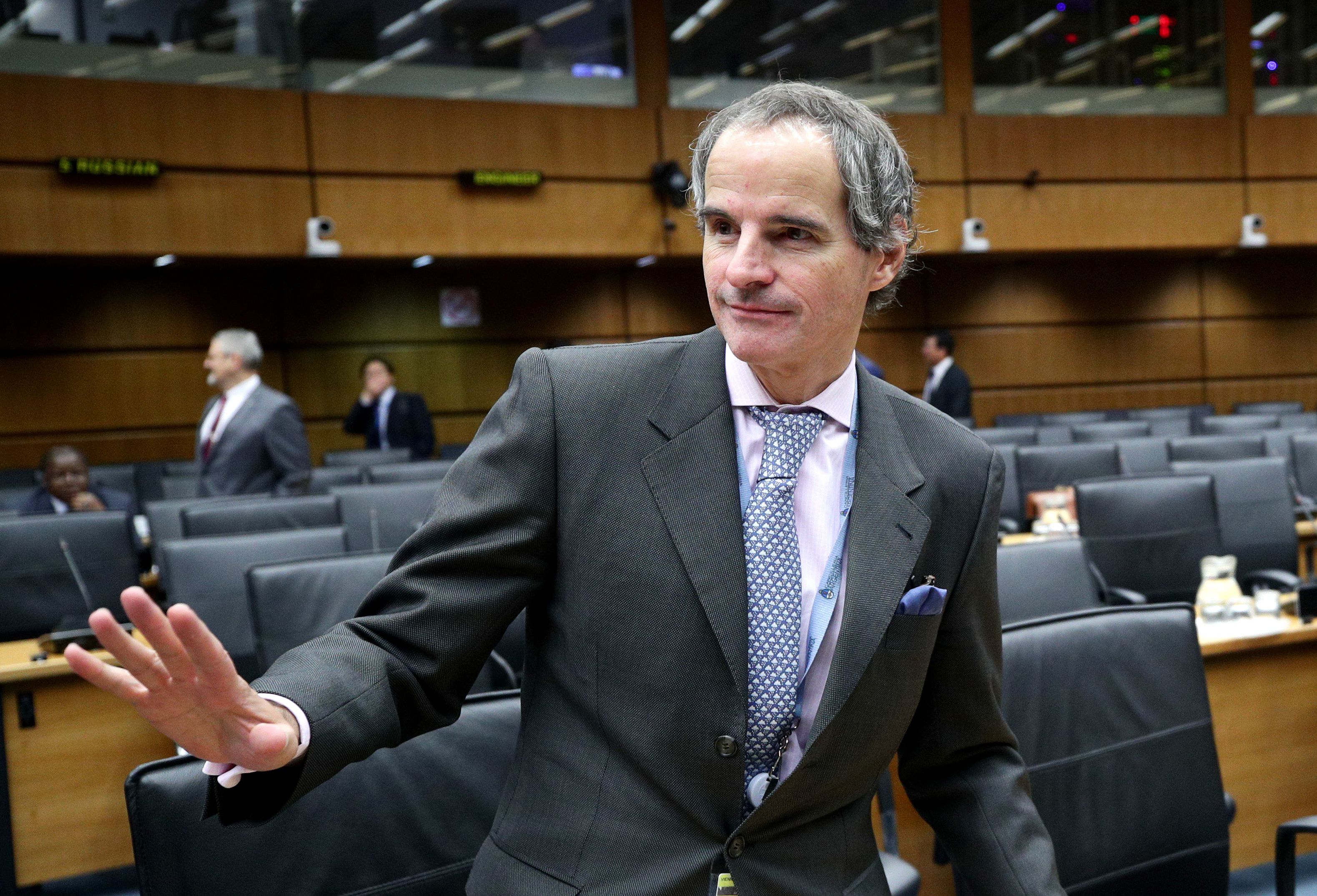 Rafael Grossi, al participar de una de las reuniones de la Organismo Internacional de Energía Nuclear. (Reuters/Lisi Niesner)