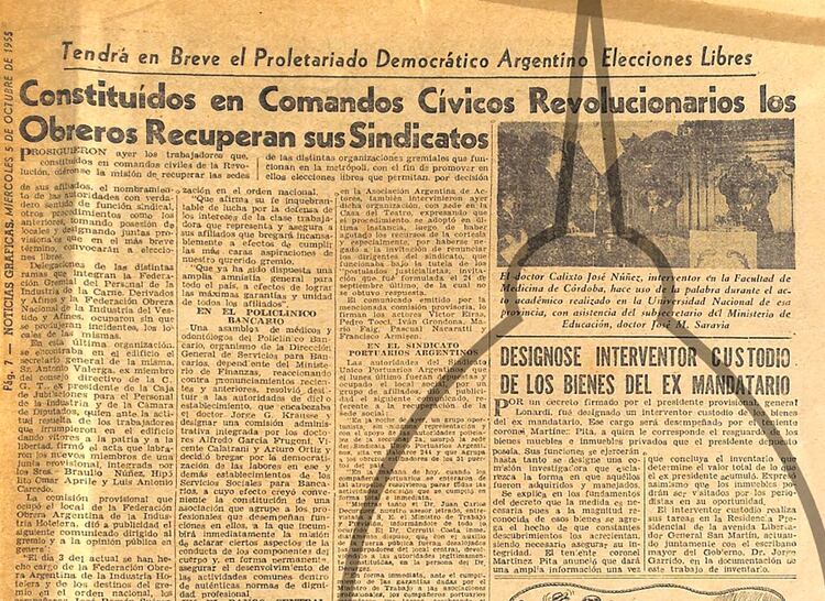 Luego del golpe que derrocó a Perón, los comandos civiles siguieron actuando, ahora “legitimados” por el régimen de facto