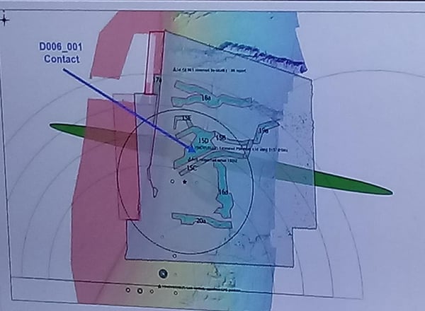 El contacto detectado y que resultó ser el ARA San Juan (Armada Argentina)