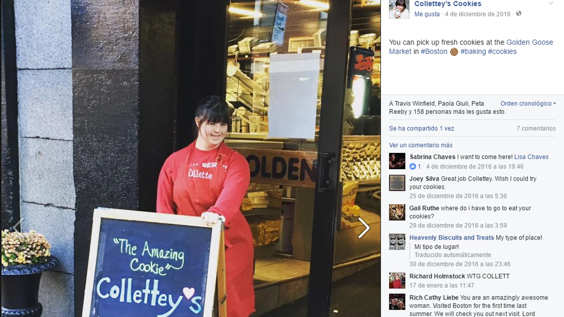 Su panadería se encuentra en Boston (Facebook Colette)