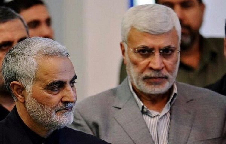 El poderoso comandante iraní junto al líder de Kataeb Hezbollah y número dos de las Fuerzas de Movilización Popular.
