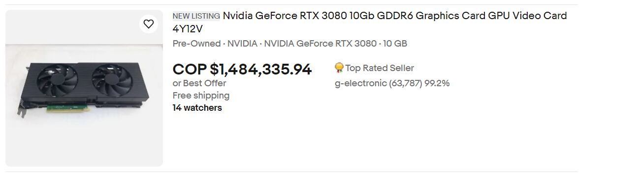 Los precios de la tarjeta gráfica son elevados. (eBay)