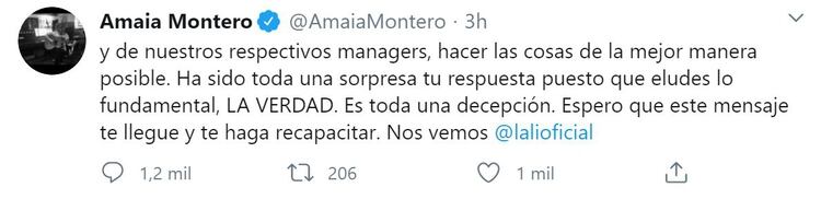 Los tuits de Amaia Montero
