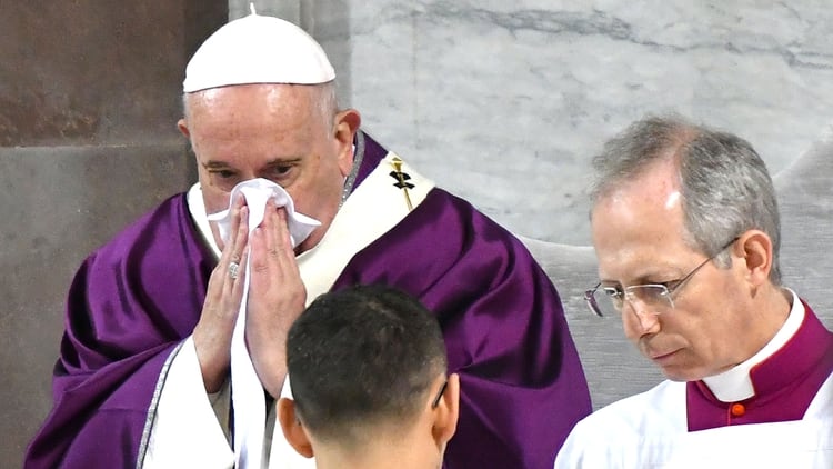 El papa Francisco en una ceremonia por el Miércoles de Ceniza (AFP)