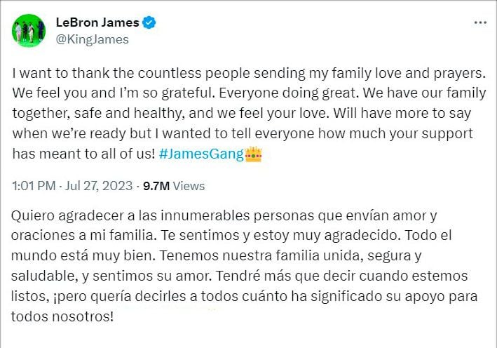 El mensaje de LeBron James