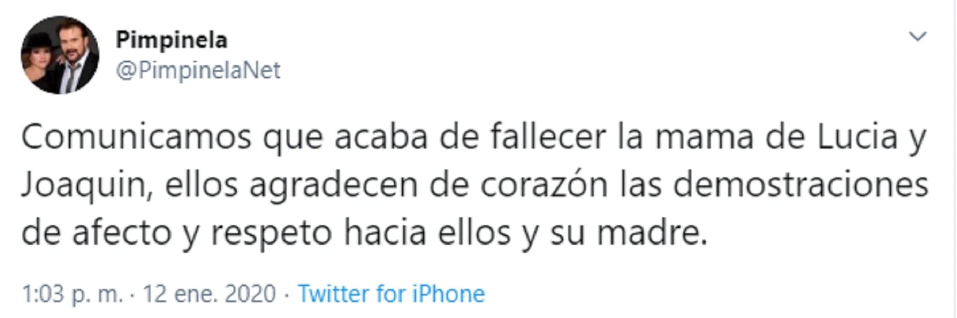 El comunicado que emitieron desde la cuenta oficial del Dúo Pimpinela este domingo 12 de enero tras la muerte de su madre