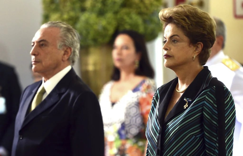 Michel Temer, ex vicepresidente y actual presidente interino de Brasil, y Dilma Rousseff