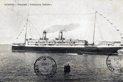 Postal del Principessa Mafalda (Archivo marina argentina)