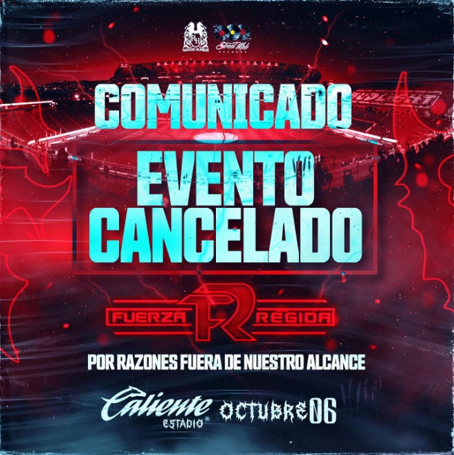 Comunicado sobre cancelación de concierto en Tijuana (Instagram/@fuerzaregida)