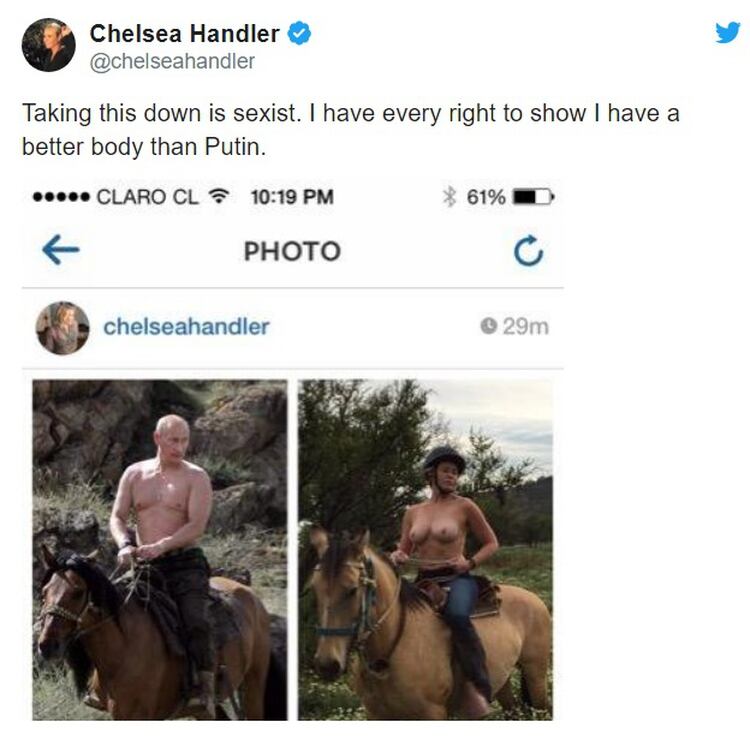 En varias ocasiones Chelsea Handler se ha mostrado topless