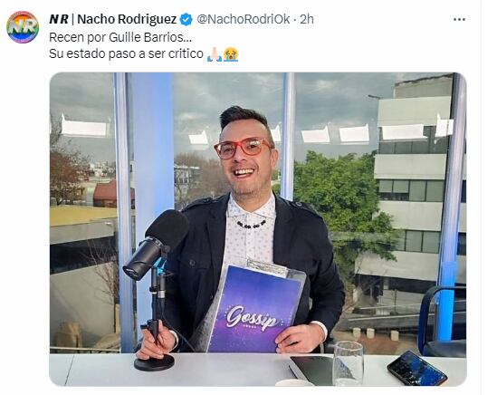Nacho Rodríguez pidió que recen por Guillermo Barrios (Twitter)