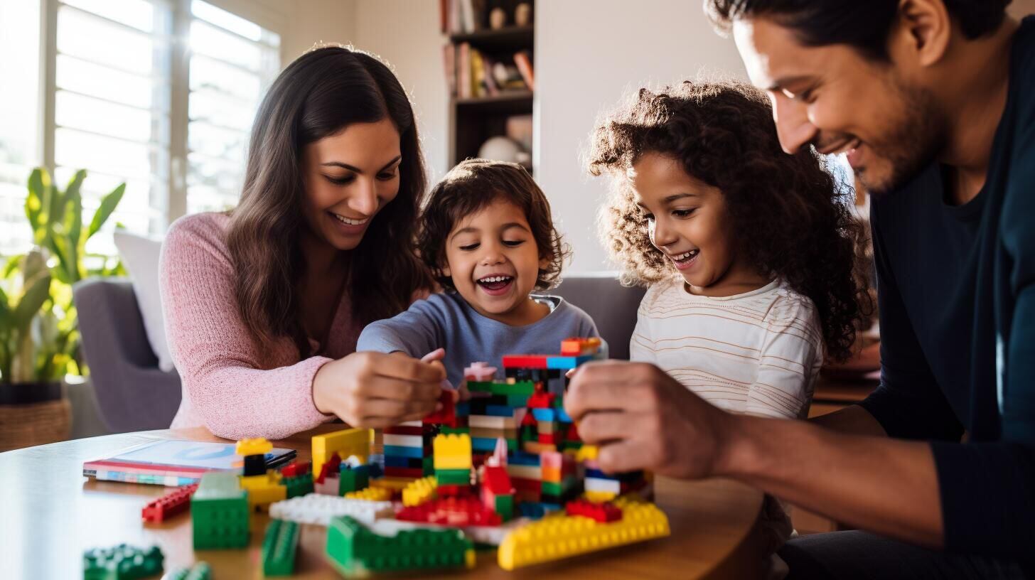 Familia jugando y creciendo juntos, demostrando amor y cuidado en un ambiente hogareño. Una escena de infancia feliz y educativa. (Imagen ilustrativa Infobae)