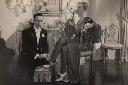 Durante el rodaje de “La casta Susana” (1944), con Juan Carlos Thorry