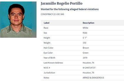 Rogelio Portillo Jaramillo es sobrino del alcalde guerrerense, también es buscado por la Agencia Antidrogas (Foto: DEA)