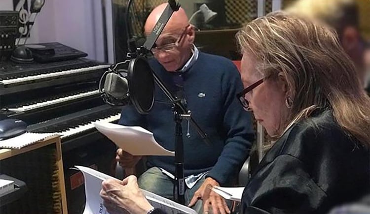 Pinky estuvo grabando textos, junto a Guillermo Gil, para la obra “Ellas en mí”, que se estrena el próximo sábado