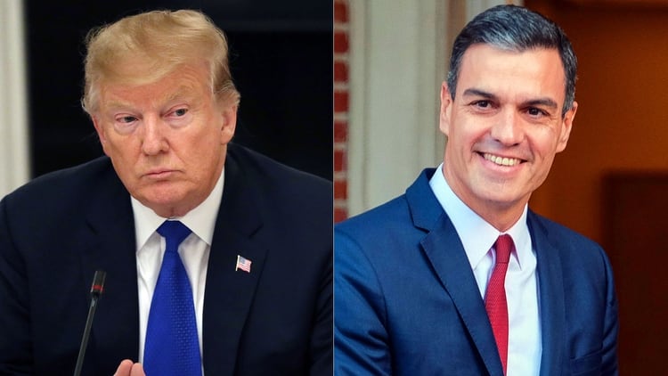 Donald Trump y Pedro Sánchez, presidente de España