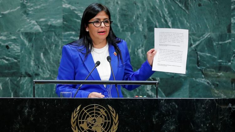 La canciller de Nicolás Maduro, Delcy Rodríguez, denunció en la Asamblea general de la ONU la supuesta presencia de campamentos paramilitares en territorio venezolano para atentar contra el régimen. (Reuters)