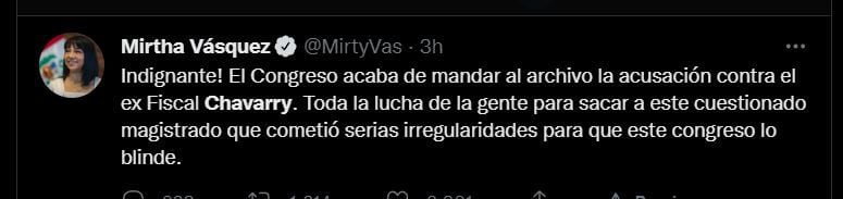 Twitter de Mirtha Vásquez.