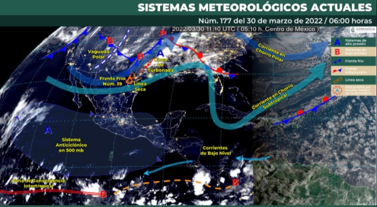 Weather in Mexico for March 30, 2022. Photo: @conagua_clima