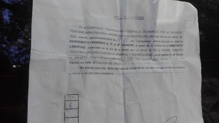 El oficio que el detenido llevaba entre sus pertenencias