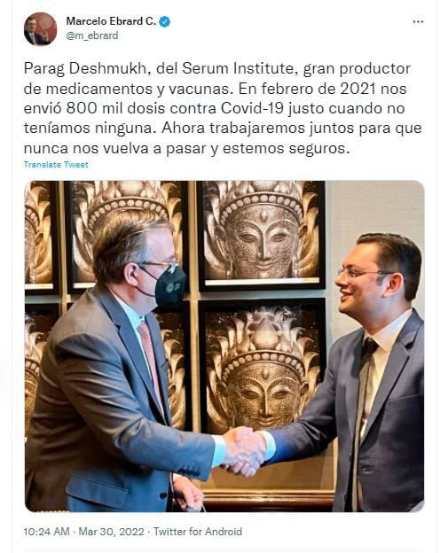 Marcelo Ebrard//Índia