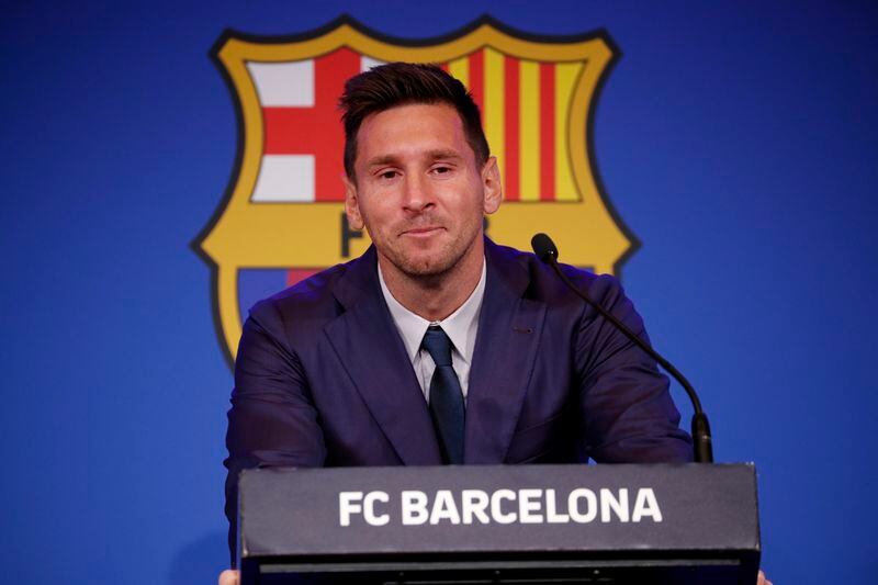 IMAGEN DE ARCHIVO. Lionel Messi durante una conferencia de prensa del FC Barcelona, Camp Nou, Barcelona, España
