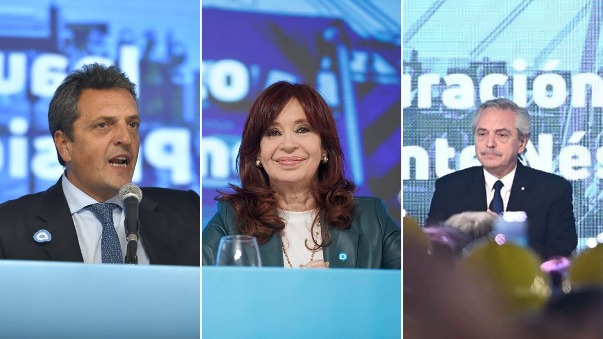 Sergio Massa, Cristina Kirchner y Alberto Fernández. Los tres recibieron fuertes críticas de Ramiro Marra.
