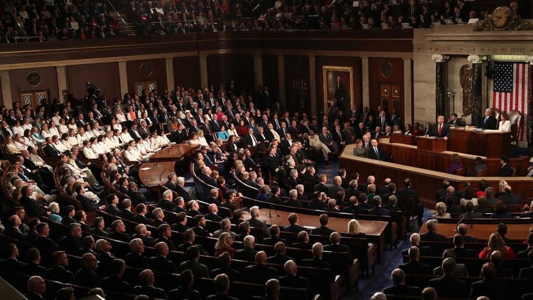 Donald Trump durante su discurso en el Capitolio. (REUTERS/Leah Millis)