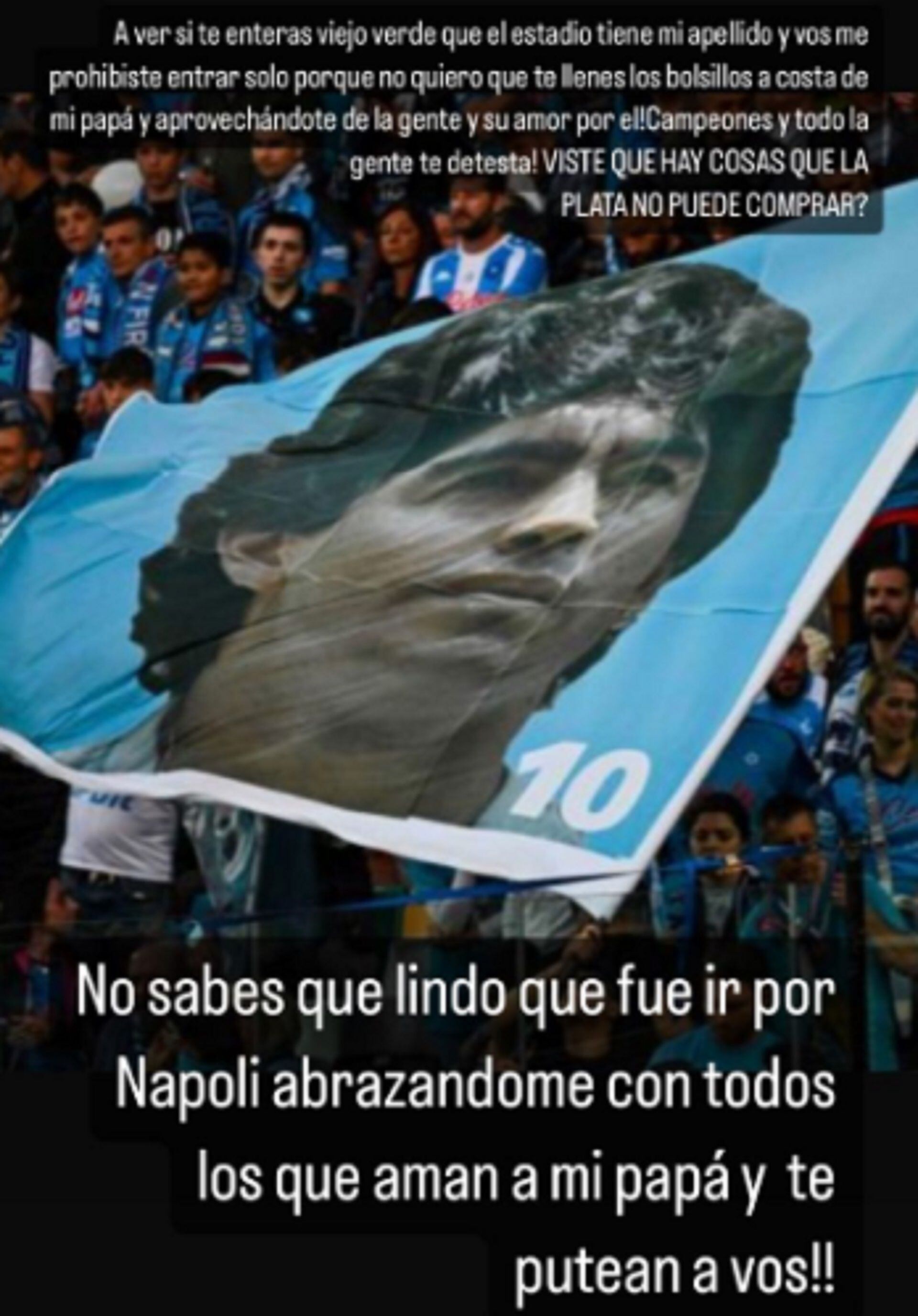 El fuerte mensaje de Dalma Maradona contra Aurelio De Laurentiis