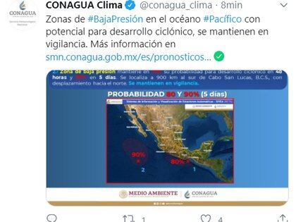 (Foto: Twitter Conagua Clima/Servicio Meteorológico Nacional)