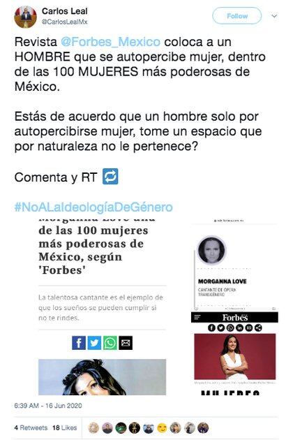 Mensaje borrado por Twitter al considerar que el diputado @CarlosLealMx incitaba al odio