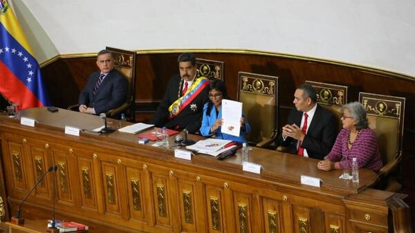 NicolÃ¡s Maduro durante la asunciÃ³n de su segundo mandato