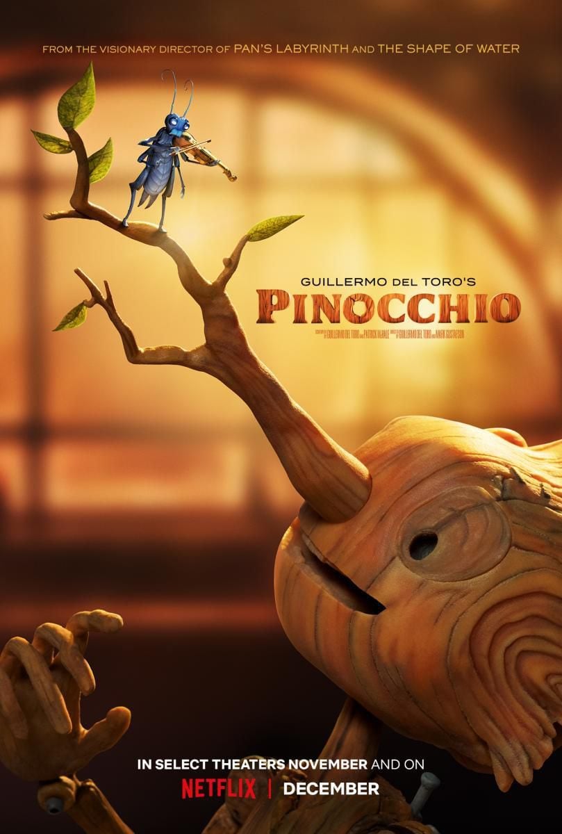 Póster oficial de "Pinocho de Guillermo del Toro". Con este triunfo, la obra se convirtió en la primera producción de Netflix en ganar el Oscar como Mejor película animada (Foto: Netflix)