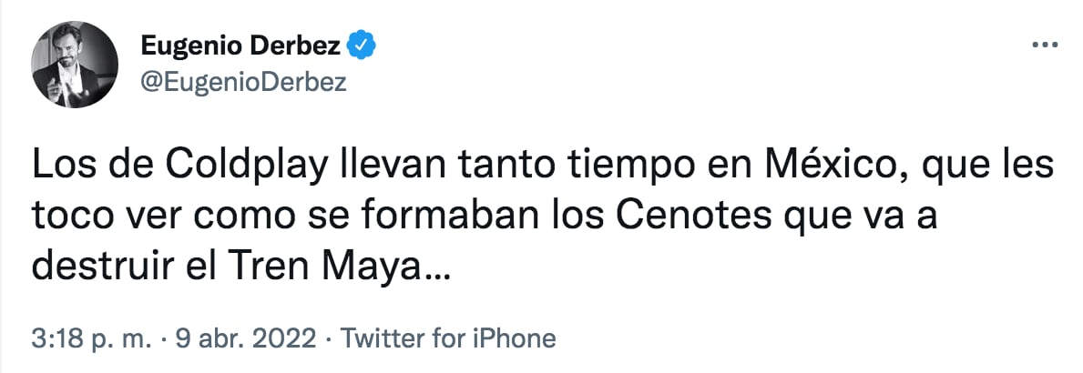 Derbez se volvió a lanzar contra el Tren Maya (Foto: Twitter)