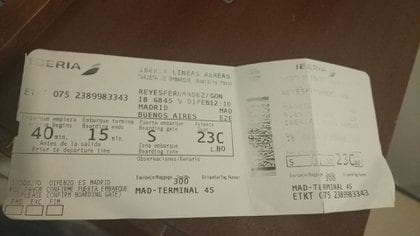 El pasaje de regreso a la Argentina