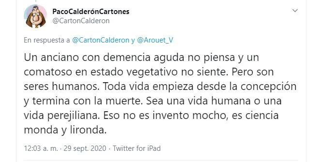 El monero Paco Calderón defendió a la senadora (Foto: Twitter / @CartonCalderon)