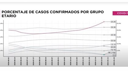 Porcentaje de casos confirmados por grupo etario