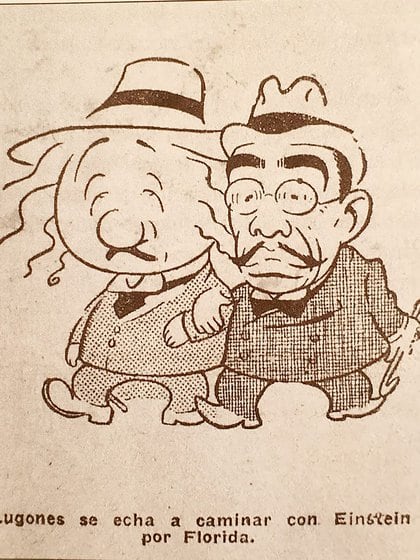 Caricatura de la revista Atlántida del 9 de abril de 1925, extraída del libro "Imágenes en einstein", de Miguel de Asúa y Diego Hurtado