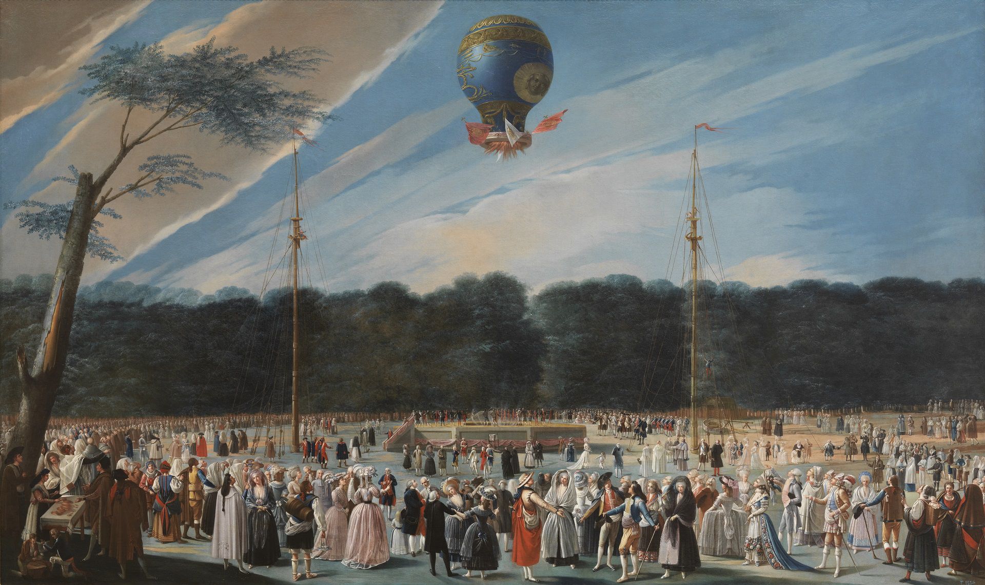 “Ascensión de un globo Montgolfier en Aranjuez” (1784) de Antonio Carnicero