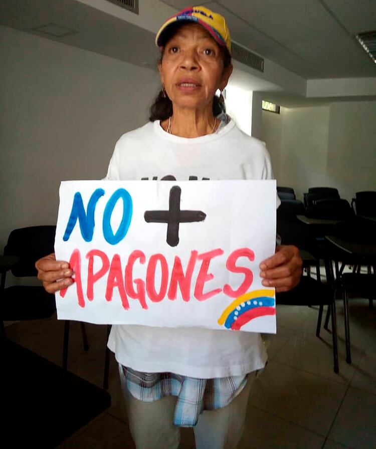 Ana Pompa, víctima del apagón en Caracas