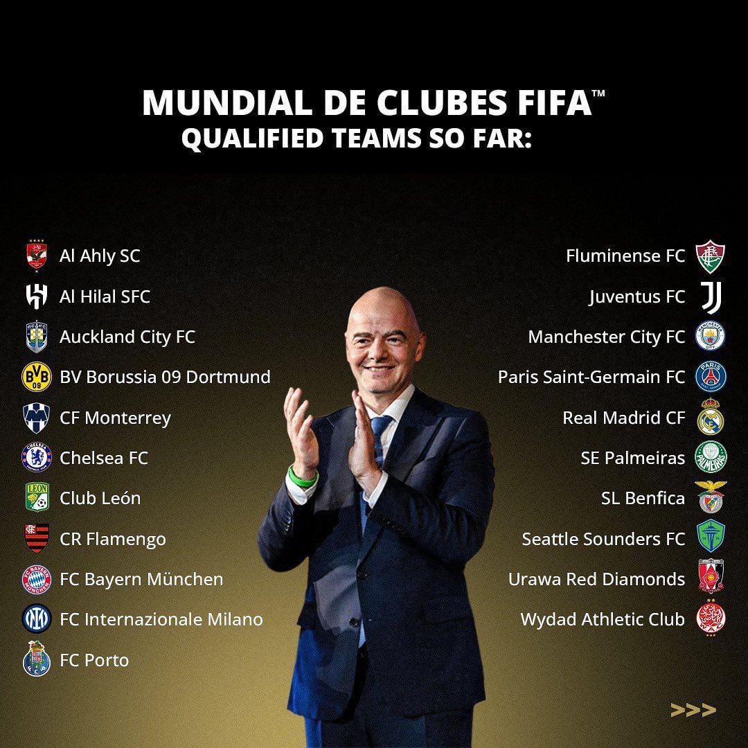 Imagen publicada por Gianni Infantino, presidente FIFA, de los equipos clasificados hasta el momento para el Mundial de Clubes 2025 (Instagram)