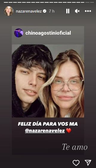 Nzarena Vélez y su hijo Chino Agostini en el día de la Madre (Instagram